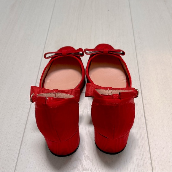 J.Crew-Millie bow ankle-strap heels moiré. Festival Red, Size 5M - Picture 4 of 11